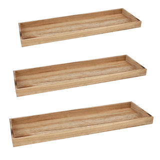 Holztablett 3er Set 3 Größen Holzstärke 1cm Paulowniaholz natur geflammt rechteckig Tablett Dekotablett Servierschale