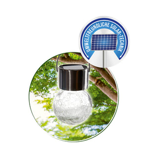 1x/24x LED Solarleuchte "Crackle" ca. Ø6x13cm inkl. Akku warmweiß Solarlampe