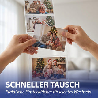 Bilderhänger 3er Set zum Aufhängen 16x68cm PVC transparent 6 Bilder 15x10cm Metallöse Fotovorhang Kartengalerie Bildergalerie Collage für Erinnerungsfotos