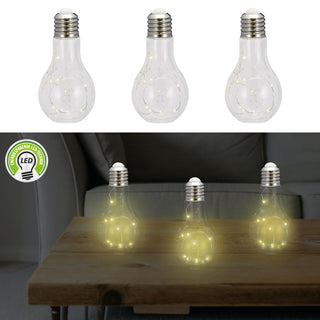 3x LED Dekoglühbirne zum Aufstellen klar H 18cm Ø 9cm Glühbirne LED - Birne