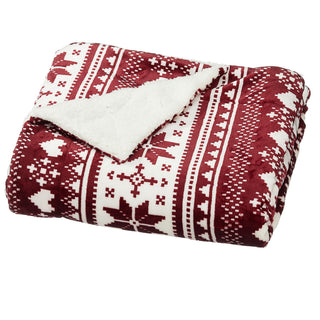 Wohndecke kuschelig weich mit Teddyfell Rücken Kuscheldecke im Nordic Stil