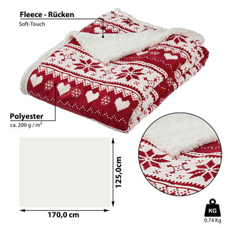 Wohndecke kuschelig weich mit Teddyfell Rücken Kuscheldecke im Nordic Stil