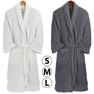 Bademantel unisex in weiß und grau weicher Saunamantel in den Größen S/M/L