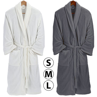 Bademantel unisex in weiß und grau weicher Saunamantel in den Größen S/M/L