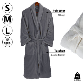Bademantel unisex in weiß und grau weicher Saunamantel in den Größen S/M/L