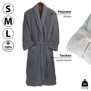 Bademantel unisex in weiß und grau weicher Saunamantel in den Größen S/M/L