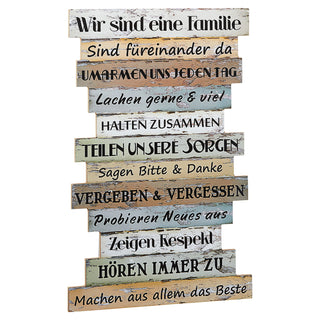 Plankenschild Familienregeln Familienschild Sprüche Familie Regeln Wanddeko