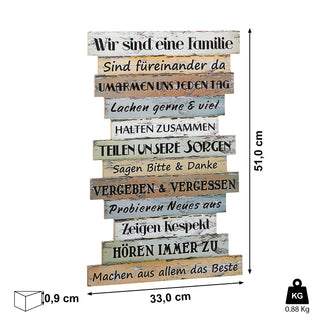 Plankenschild Familienregeln Familienschild Sprüche Familie Regeln Wanddeko