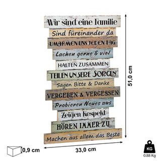 Plankenschild Familienregeln Familienschild Sprüche Familie Regeln Wanddeko