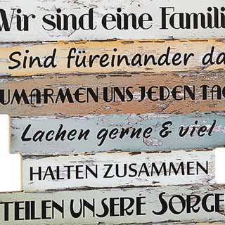 Plankenschild Familienregeln Familienschild Sprüche Familie Regeln Wanddeko