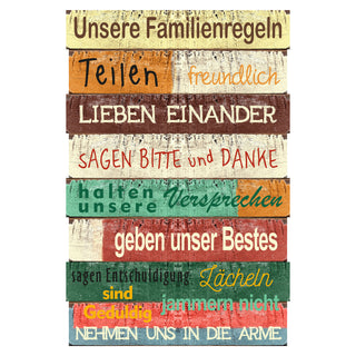 Bild "Unsere Familienregeln" 40x60cm Shabby-Look Plankenschild Sprüche