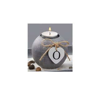 Modernes Kugelteelichthalter Set HOME 51cm in grau auf Ovalem Tablett mit Steine