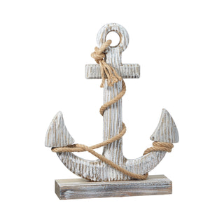 Antiker Deko Anker zum Hinstellen in weiß-grau, ca.H40cm Schiffsanker aus Holz