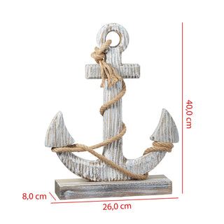 Antiker Deko Anker zum Hinstellen in weiß-grau, ca.H40cm Schiffsanker aus Holz