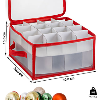 Christbaumkugelbox faltbar ca. 30x30cm Weihnachtskugelbox rot/weiß Aufbewahrung