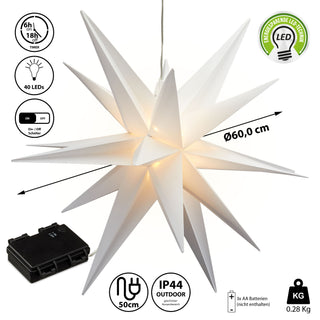 Leuchtstern 3D aus PVC LED Weihnachtsstern zum Hängen beleuchtet
