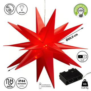 Leuchtstern 3D aus PVC LED Weihnachtsstern zum Hängen beleuchtet