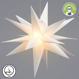 Deko LED Stern inkl. Timerfunktion faltbar weiß oder rot kl. ca. Ø35cm warmweiß