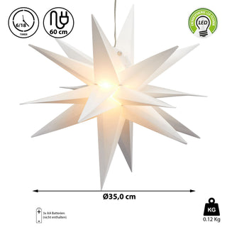 Deko LED Stern inkl. Timerfunktion faltbar weiß oder rot kl. ca. Ø35cm warmweiß