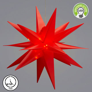 Deko LED Stern inkl. Timerfunktion faltbar weiß oder rot kl. ca. Ø35cm warmweiß