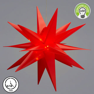 Deko LED Stern inkl. Timerfunktion faltbar weiß oder rot kl. ca. Ø35cm warmweiß