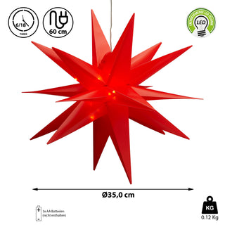 Deko LED Stern inkl. Timerfunktion faltbar weiß oder rot kl. ca. Ø35cm warmweiß