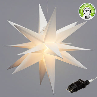 Leuchtstern 3D aus PVC LED Weihnachststern XL zum hängen beleuchtet mit Timer