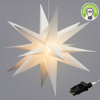 Leuchtstern 3D aus PVC LED Weihnachststern XL zum hängen beleuchtet mit Timer