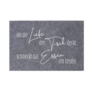 4er Set Tischset aus Filz mit Spruch, ca. 45x30cm in grau und anthrazit