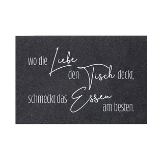 4er Set Tischset aus Filz mit Spruch, ca. 45x30cm in grau und anthrazit