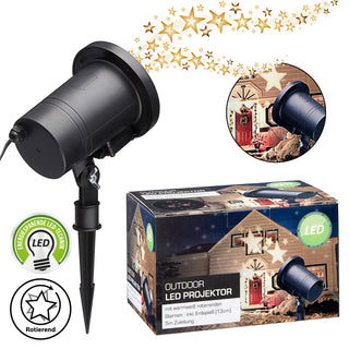 LED Projektor mit rotierenden Sternen, inkl. Erdspieß, 13 cm, warmweiß, schwarz, OUTDOOR Sternenhimmel Beamer Gartenbeleuchtung