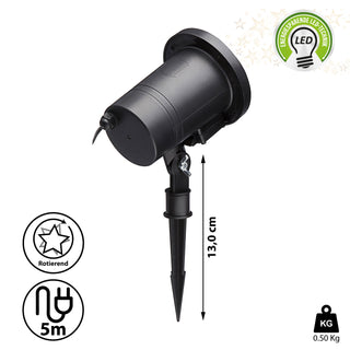 LED Projektor mit rotierenden Sternen, inkl. Erdspieß, 13 cm, warmweiß, schwarz, OUTDOOR Sternenhimmel Beamer Gartenbeleuchtung
