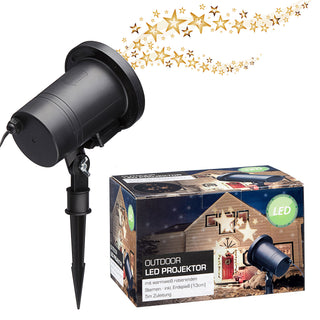 LED Projektor mit rotierenden Sternen, inkl. Erdspieß, 13 cm, warmweiß, schwarz, OUTDOOR Sternenhimmel Beamer Gartenbeleuchtung