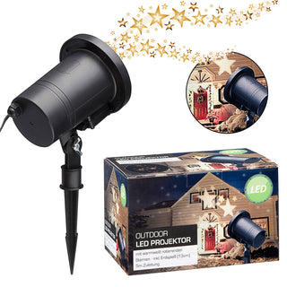 LED Projektor mit rotierenden Sternen, inkl. Erdspieß, 13 cm, warmweiß, schwarz, OUTDOOR Sternenhimmel Beamer Gartenbeleuchtung