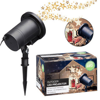 LED Projektor mit rotierenden Sternen, inkl. Erdspieß, 13 cm, warmweiß, schwarz, OUTDOOR Sternenhimmel Beamer Gartenbeleuchtung