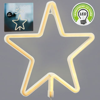 LED Neon Stern zum Hängen warmweiß 28x28cm Wandleuchte Weihnachtsdeko Neonlicht