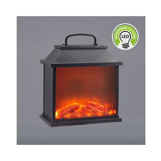 LED Kamin Laterne ca. 30x32x18cm Feuerlampe Kamin-Optik Timer 6h