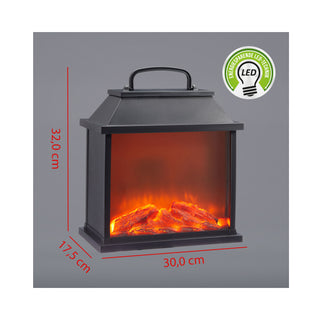 LED Kamin Laterne ca. 30x32x18cm Feuerlampe Kamin-Optik Timer 6h