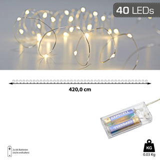 1x / 3x 40 LED Lichterkette Mikro mit oder ohne Timer 420 cm