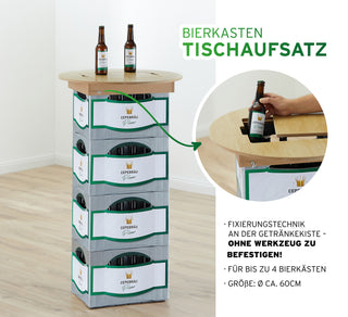 1x / 4x Bierkasten Tischaufsatz Ø60cm
