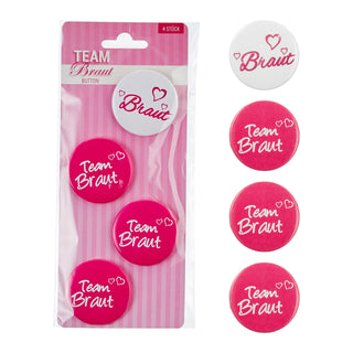 Anstecker Braut + Team Braut im 4 er Set