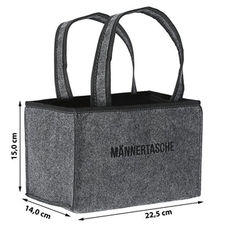 Flaschenträger "Männertasche" für 6 Flaschen - bestickt - 22 x 15 cm in grau