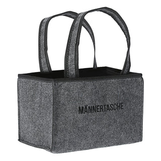 Flaschenträger "Männertasche" für 6 Flaschen - bestickt - 22 x 15 cm in grau